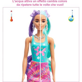 Mattel Barbie Color Reveal Doll, Glittery Purple With 25 Hairstyling Και Party-Themed Surprises Including 10 Plug Inch Hair P HB