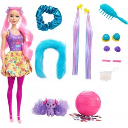 Mattel Barbie Color Reveal Glitter! Hair Swaps Doll, Glittery Pink With 25 Hairstyling Και Party-Themed Surprises Including 1 HB