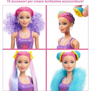 Mattel Barbie Color Reveal Glitter! Hair Swaps Doll, Glittery Pink With 25 Hairstyling Και Party-Themed Surprises Including 1 HB