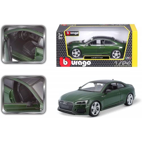 Bburago Audi RS5 Coupe (2019): Model Car In Scale 1:24, Doors And Bonnet For Opening, 19 Cm, Green 21090 4893993011001