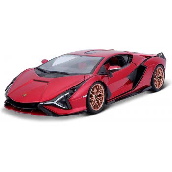 Bburago Lamborghini Sian FKP 37 Model Car In Scale 1/18, Doors, 26 Cm, Red 18/11046 Red 4893993002658