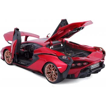 Bburago Lamborghini Sian FKP 37 Model Car In Scale 1/18, Doors, 26 Cm, Red 18/11046 Red 4893993002658