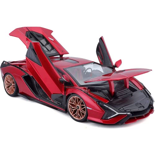 Bburago Lamborghini Sian FKP 37 Model Car In Scale 1/18, Doors, 26 Cm, Red 18/11046 Red 4893993002658