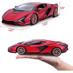 Bburago Lamborghini Sian FKP 37 Model Car In Scale 1/18, Doors, 26 Cm, Red 18/11046 Red 4893993002658