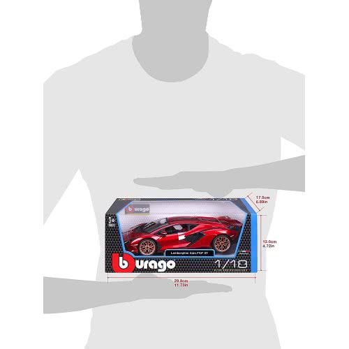 Bburago Lamborghini Sian FKP 37 Model Car In Scale 1/18, Doors, 26 Cm, Red 18/11046 Red 4893993002658
