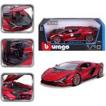 Bburago Lamborghini Sian FKP 37 Model Car In Scale 1/18, Doors, 26 Cm, Red 18/11046 Red 4893993002658