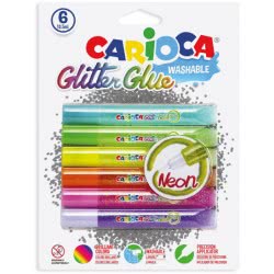 CARIOCA Glitter Glue Washable Neon 6 Colours 42111 8003511421113