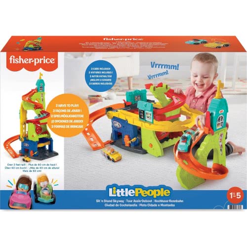 Mattel Fisher-Price Παιχνίδια Little People Sit 'N Stand Skyway - Green Set With Vehicles HBD77 887961986464
