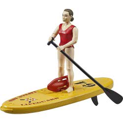 bruder Bworld Life Guard With Stand Up Paddle, Multicoloured 62785 4001702627850