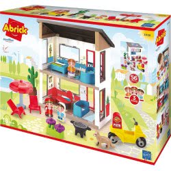 ecoiffier Eco Abrick La Villa Contemporaine-3 Characters + 56 Pieces-From 18 Months-Made In France, Colourful 3008 3280250030089