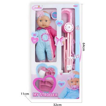 Toys-shop Choice Lunabebe Σετ Καρότσι με Μωρό 40εκ με ήχους JO122524 6990521225249