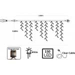 Epam 150 Χριστουγεννιάτικα Λαμπάκια LED Ψυχρό Λευκό 3μ x 70εκ τύπου Βροχή με Διαφανές Καλώδιο και Προγράμματα XLALED150ICC/31V 5