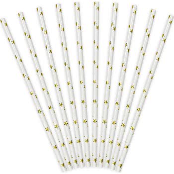 OEM Paper Straws Stars White-Gold (10Pcs) SPP5M-019 5902230714632