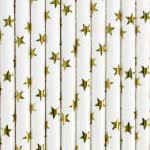 OEM Καλαμάκια Αστέρια Λευκό-Χρυσό (10Pcs) 19,5 Εκ. SPP5M-019 5902230714632