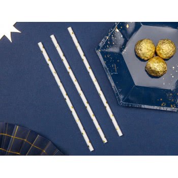 OEM Paper Straws Stars White-Gold (10Pcs) SPP5M-019 5902230714632