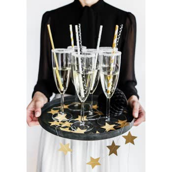 OEM Paper Straws Stars White-Gold (10Pcs) SPP5M-019 5902230714632