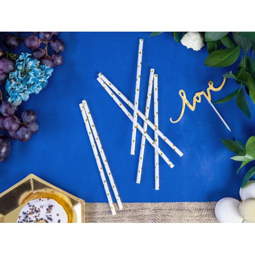 OEM Paper Straws Stars White-Gold (10Pcs) SPP5M-019 5902230714632