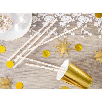 OEM Paper Straws Stars White-Gold (10Pcs) SPP5M-019 5902230714632