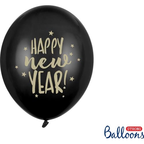 OEM Balloons Happy New Year Black (6Pcs) Stars SB14P-201-010-6 5902230762640