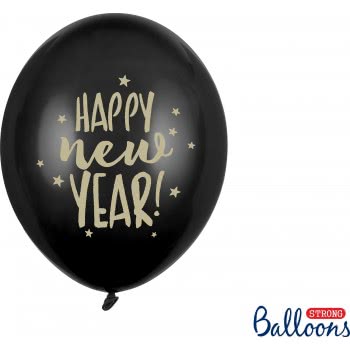 OEM Μπαλόνια Ευτυχισμένο Το Νέο Έτος Happy New Year Black (6Pcs) Stars SB14P-201-010-6 5902230762640