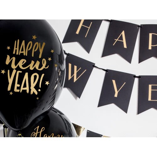 OEM Μπαλόνια Ευτυχισμένο Το Νέο Έτος Happy New Year Black (6Pcs) Stars SB14P-201-010-6 5902230762640