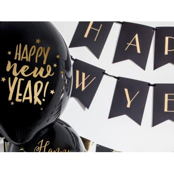 OEM Balloons Happy New Year Black (6Pcs) Stars SB14P-201-010-6 5902230762640