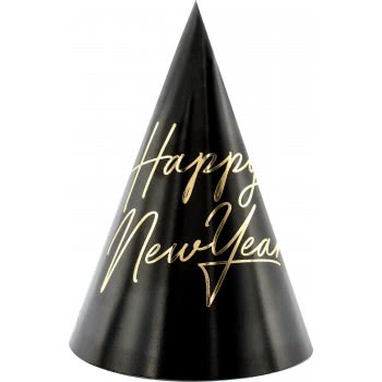 OEM Party Hats Happy New Year Black-Gold (6Pcs) CPP27 5900779165229