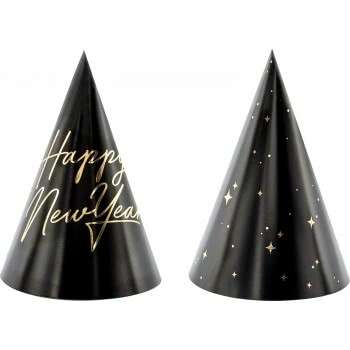 OEM Party Hats Happy New Year Black-Gold (6Pcs) CPP27 5900779165229