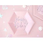 OEM Πιάτα Happy Bday!, Ροζ, 20Cm Iridescent Pink TPP63-081PJ 5900779113046