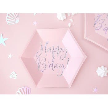 OEM Πιάτα Happy Bday!, Ροζ, 20Cm Iridescent Pink TPP63-081PJ 5900779113046