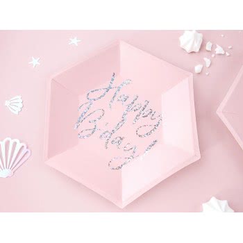 OEM Πιάτα Happy Bday!, Ροζ, 20Cm Iridescent Pink TPP63-081PJ 5900779113046