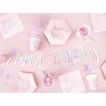 OEM Πιάτα Happy Bday!, Ροζ, 20Cm Iridescent Pink TPP63-081PJ 5900779113046