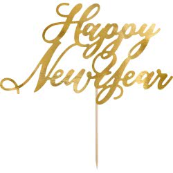 OEM Cake Topper Ευτυχισμένο Το Νέο Έτος, Gold, 24Εκ KPT32-019M 5902230767621