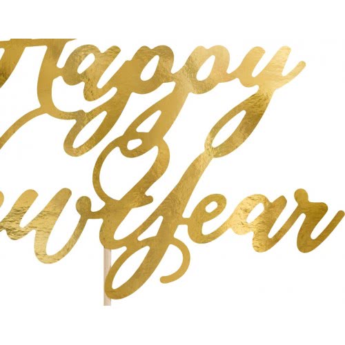 OEM Cake Topper Happy New Year, Gold, 24Cm KPT32-019M 5902230767621