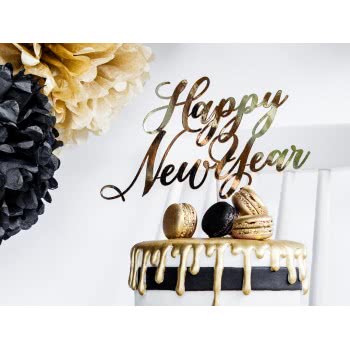OEM Cake Topper Happy New Year, Gold, 24Cm KPT32-019M 5902230767621