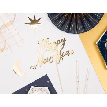 OEM Cake Topper Happy New Year, Gold, 24Cm KPT32-019M 5902230767621