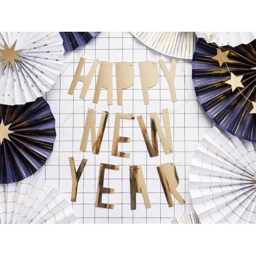 OEM Banner Happy New Year, Gold, 10 X 90 Cm GRL46-019M 5902230776128