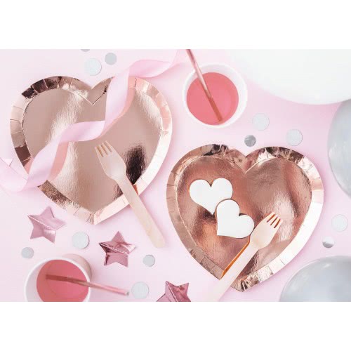 OEM Plates Heart, Rose Gold Πιάτα Καρδιά Χρυσά, 21X19cm TPP74-019R 5900779124998