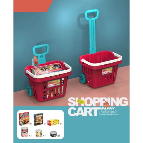 Toys-shop Choice Shopping Cart With Foods JU064445 6990521644453