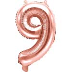 OEM Foil Balloon Number 9, 35Cm, Rose Gold FB10M-9-019R 5902230780118