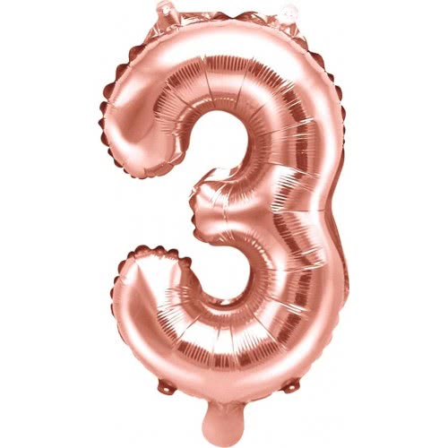 OEM Foil Balloon Number 3, 35Cm, Rose Gold FB10M-3-019R 5902230779938