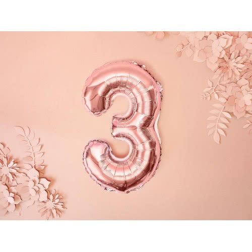 OEM Foil Balloon Number 3, 35Cm, Rose Gold FB10M-3-019R 5902230779938