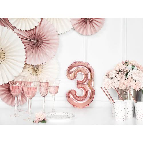 OEM Foil Balloon Number 3, 35Cm, Rose Gold FB10M-3-019R 5902230779938