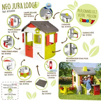 Smoby Neo Jura Lodge Playhouse, Grey, Green, White, Red 810500 3032168105003