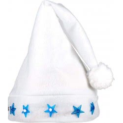 boland Santa Stars Christmas Hat, White, For Men And Women, White Hat With Blue Flashing Stars On The Front, Christmas,  313439 
