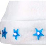 boland Santa Stars Christmas Hat, White, For Men And Women, White Hat With Blue Flashing Stars On The Front, Christmas,  313439 