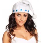 boland Santa Stars Christmas Χριστουγεννιάτικο Καπέλο, Λευκό, Για Άνδρες Και Γυναίκες Με Μπλε Αστέρια 313439 8712026134394