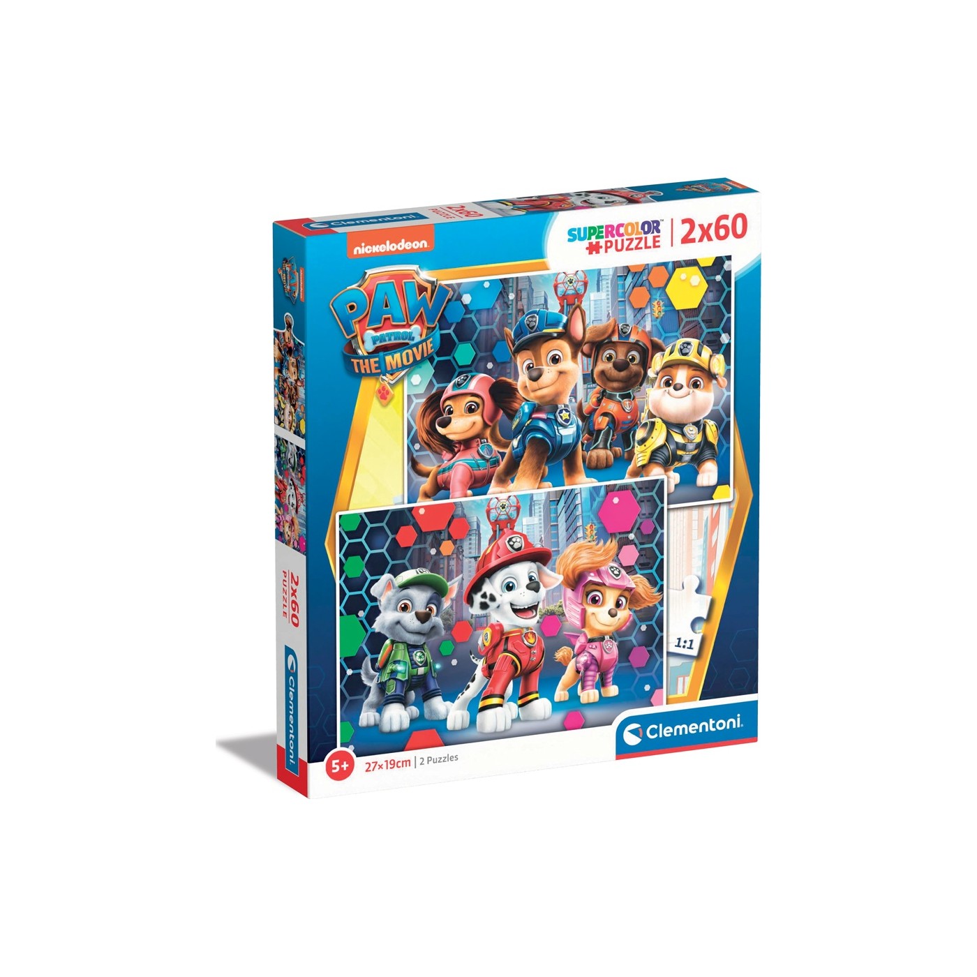 Clementoni Kids Puzzle Super Color Paw Patrol The Movie 2X60 Pcs 1200 ...