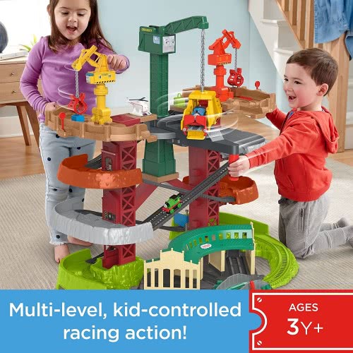 Mattel Thomas And Friends Train Cranes Super Tower, 2 Πίστα-Πύργος Με Τρένα Και Γερανούς GXH09 887961956924
