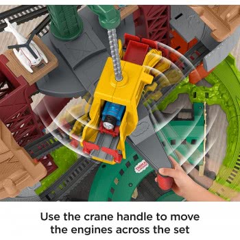 Mattel Thomas And Friends Train Cranes Super Tower, 2 Πίστα-Πύργος Με Τρένα Και Γερανούς GXH09 887961956924